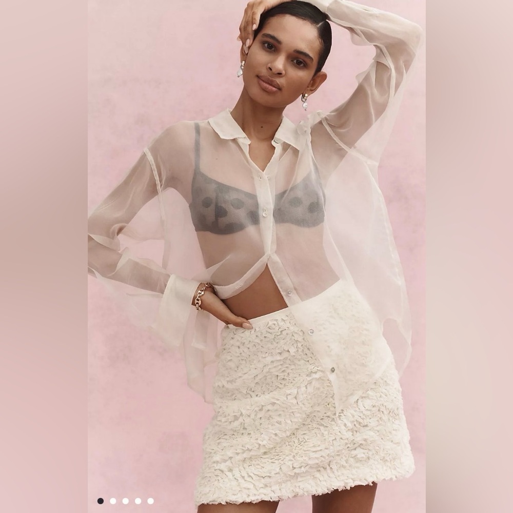 Plush Tulle Mini Skirt Anthropologie in cream color